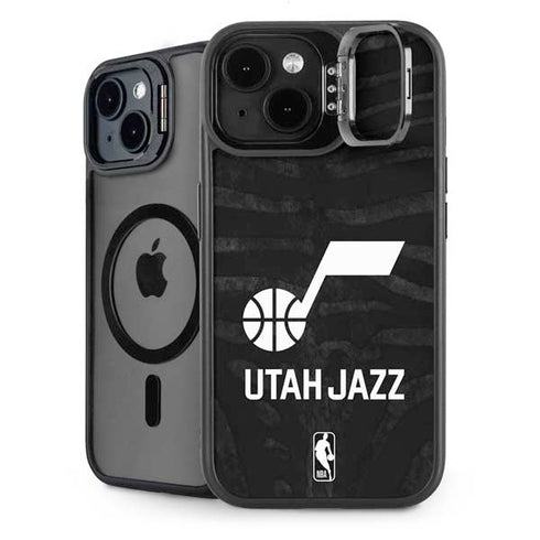 NBA Utah Jazz Black Animal Print iPhone 15 Kickstand Case